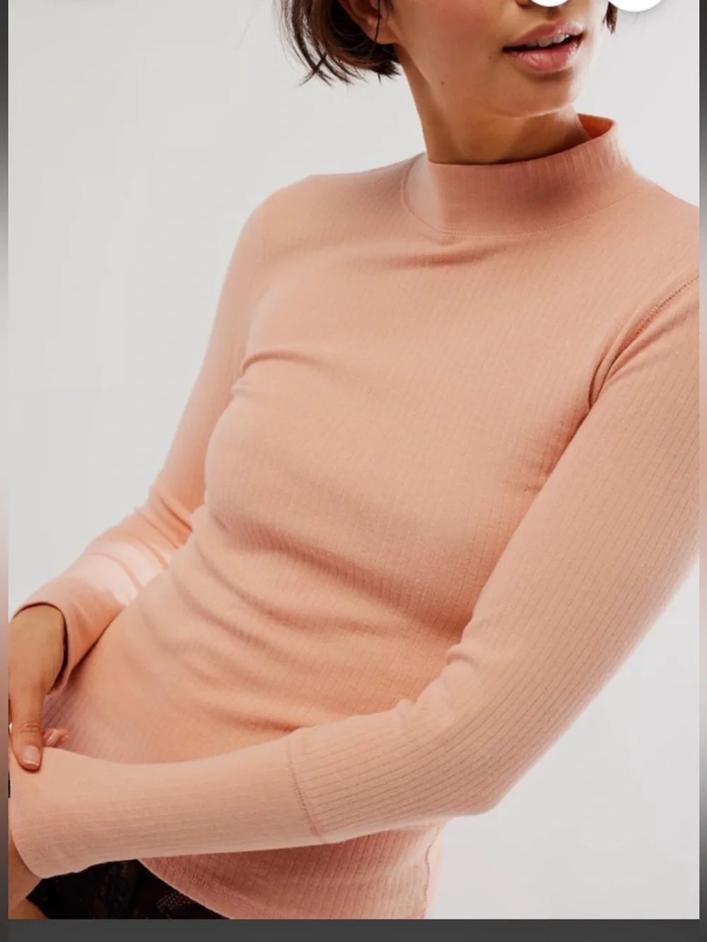 Free People Ribbed Long Sleeve Top in Rose Smoke size s NWT